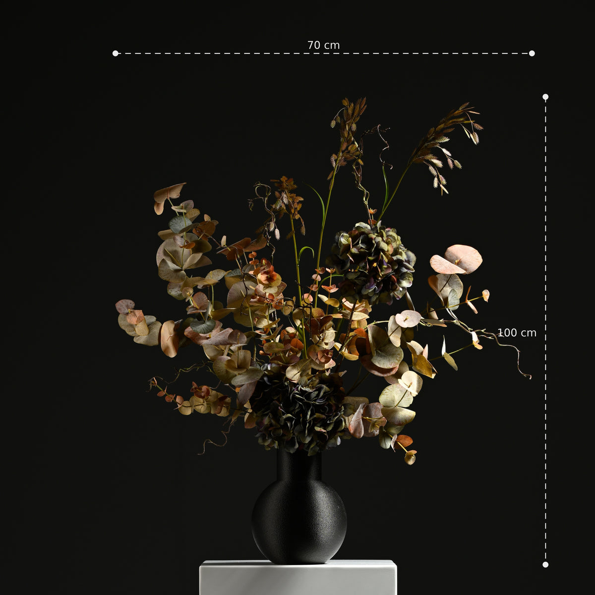 Claudia Ball Vase 28 Metal Black
