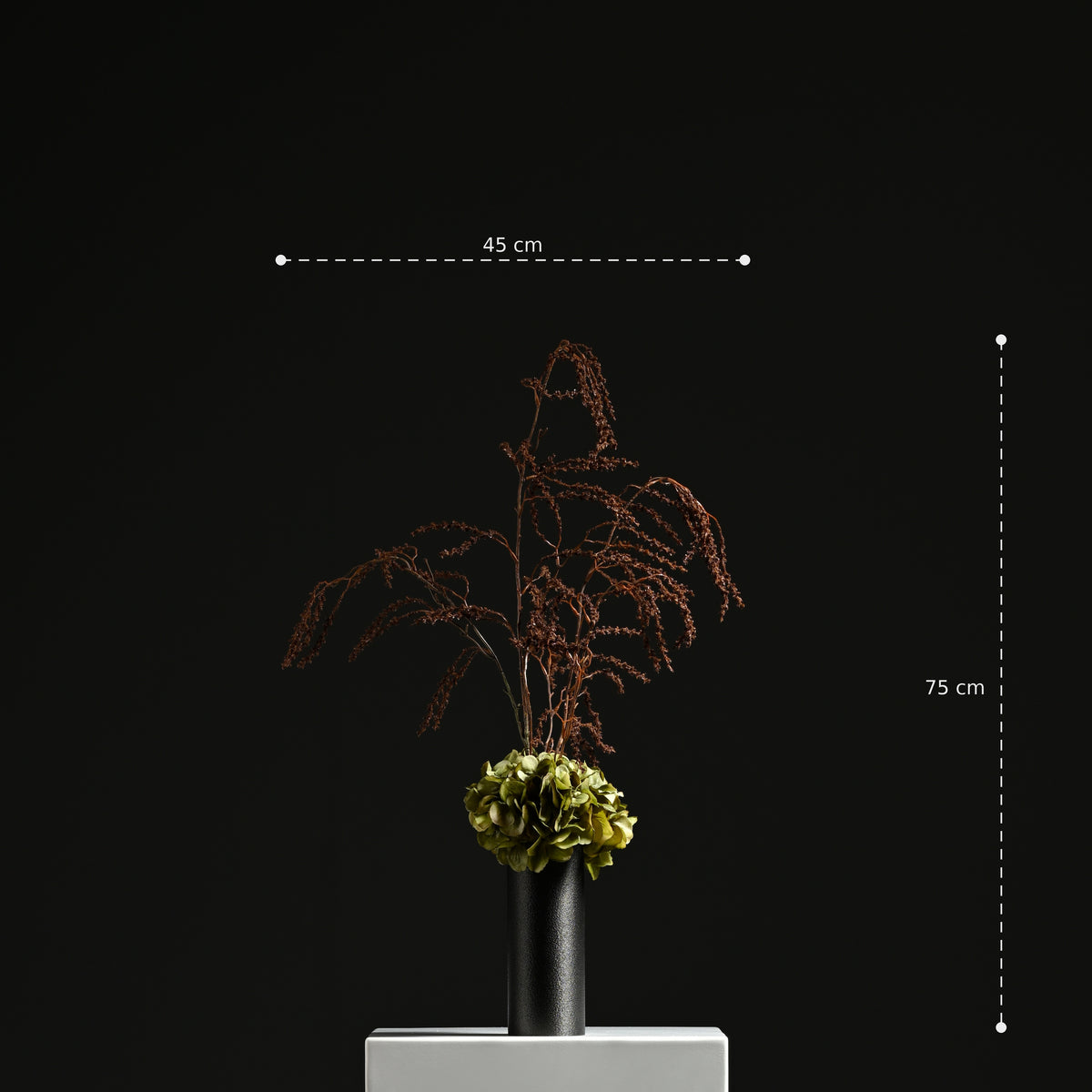 Dora Tower Vase 23 Metal Black
